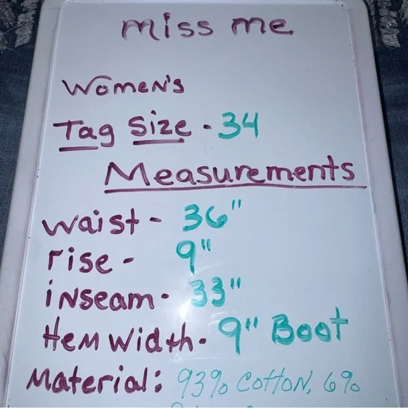 Miss Me Signature Bootcut Jeans 34 Embroidered Feather Mid Rise Stretch Y2K - Picture 8 of 9